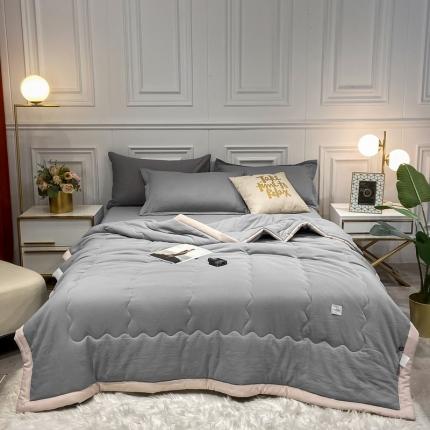 91家纺网 家纺一手货源 找家纺 （总）U被家纺 2025新款日系水洗棉夏被实拍图