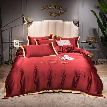 91家纺网 家纺一手货源 找家纺 （总）骏腾 2022简爱水洗天丝绣花四件套水洗真丝三件套