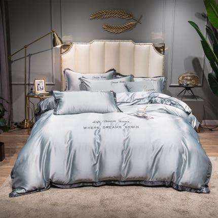 91家纺网 家纺一手货源 找家纺 （总）骏腾 2022简爱水洗天丝绣花四件套水洗真丝三件套