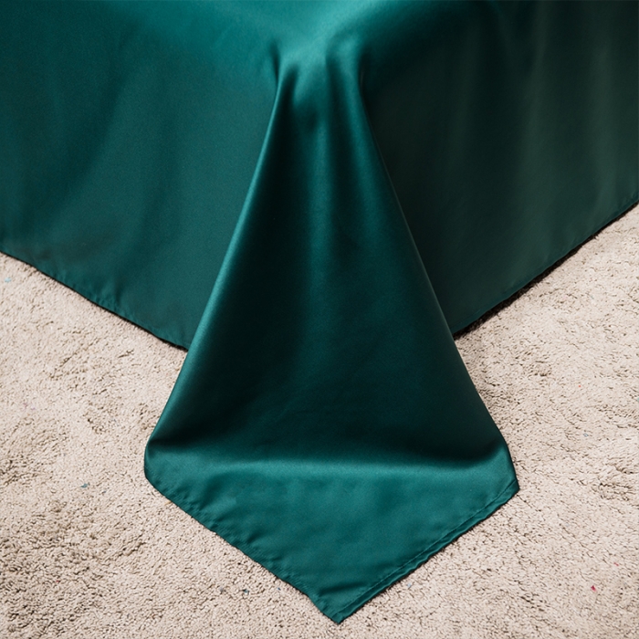 91家纺网 家纺一手货源 找家纺 2022简爱水洗天丝绣花四件套水洗真丝三件套 墨绿