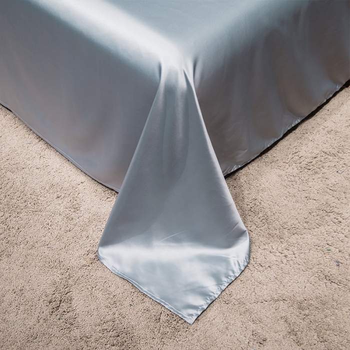 91家纺网 家纺一手货源 找家纺 2022简爱水洗天丝绣花四件套水洗真丝三件套 银灰