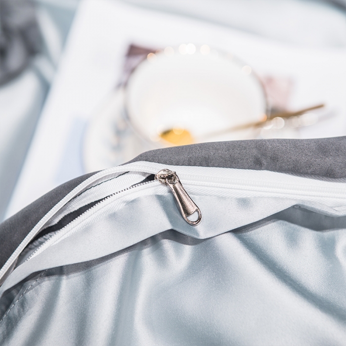 91家纺网 家纺一手货源 找家纺 2022简爱水洗天丝绣花四件套水洗真丝三件套 银灰