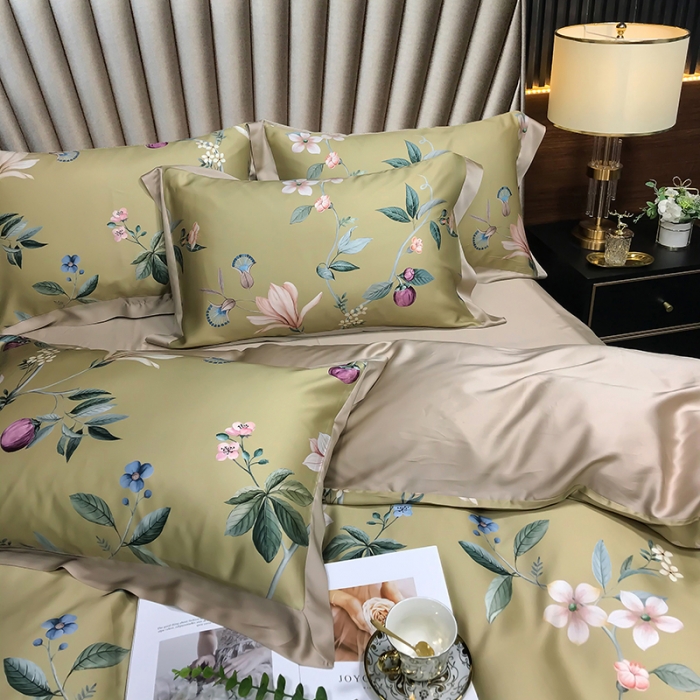 91家纺网 家纺一手货源 找家纺 娇逸 2021新款60支进口兰精天丝数码印花四件套 浣溪沙