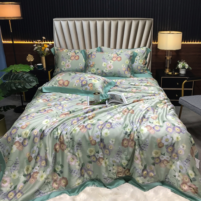 91家纺网 家纺一手货源 找家纺 娇逸 2021新款60天丝数码印花夏被 春色满园