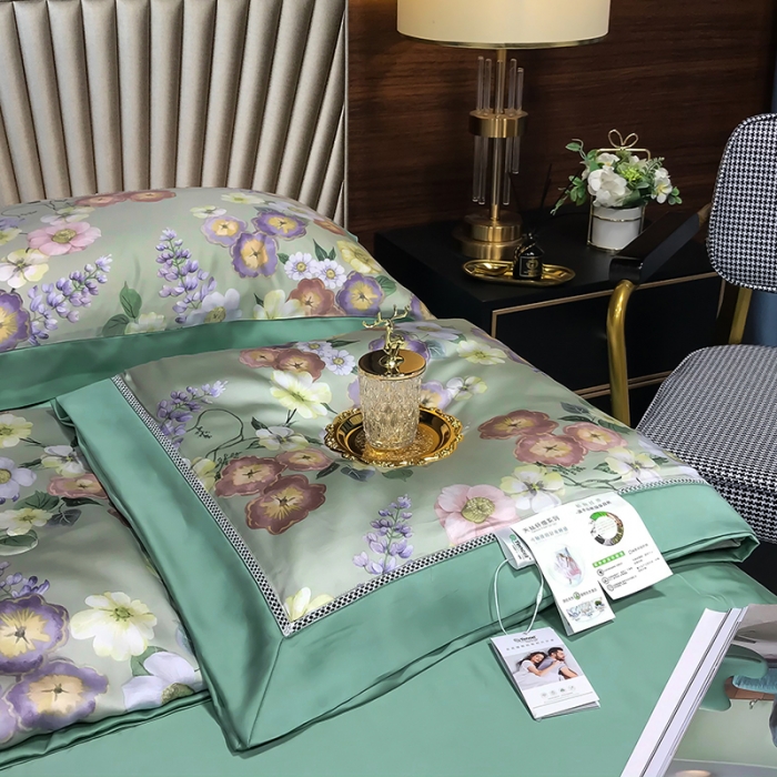 91家纺网 家纺一手货源 找家纺 娇逸 2021新款60天丝数码印花夏被 春色满园