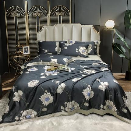 91家纺网 家纺一手货源 找家纺 娇逸 2021新款60天丝数码印花夏被 花之溢-灰