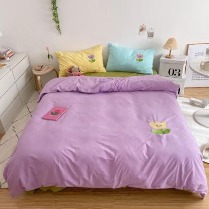 91家纺网 家纺一手货源 找家纺 （总）星期八 2021新款马卡龙趣味水洗棉四件套