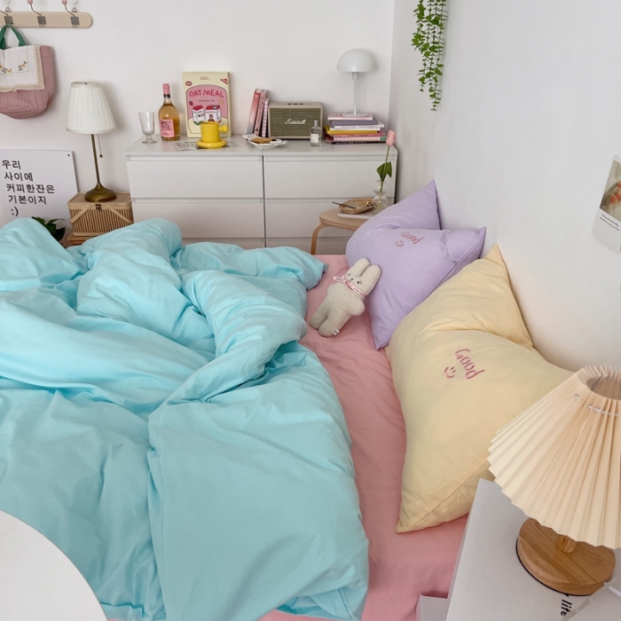 91家纺网 家纺一手货源 找家纺 星期八 2021新款马卡龙趣味水洗棉四件套 Good！