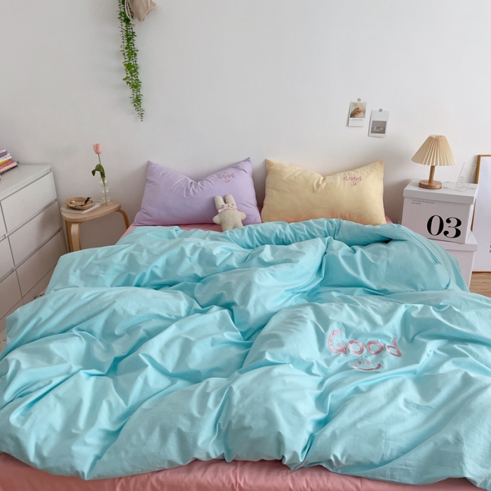 91家纺网 家纺一手货源 找家纺 星期八 2021新款马卡龙趣味水洗棉四件套 Good！