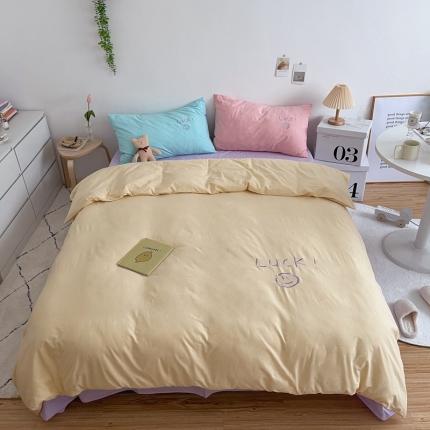 星期八 2021新款马卡龙趣味水洗棉四件套 Luck！