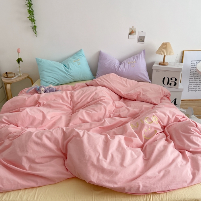 91家纺网 家纺一手货源 找家纺 星期八 2021新款马卡龙趣味水洗棉四件套 Nice！