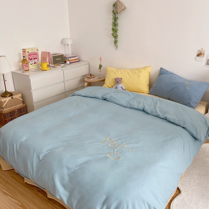 91家纺网 家纺一手货源 找家纺 星期八 2021新款马卡龙趣味水洗棉四件套 Yep！