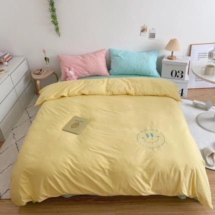 星期八 2021新款马卡龙趣味水洗棉四件套 笑脸