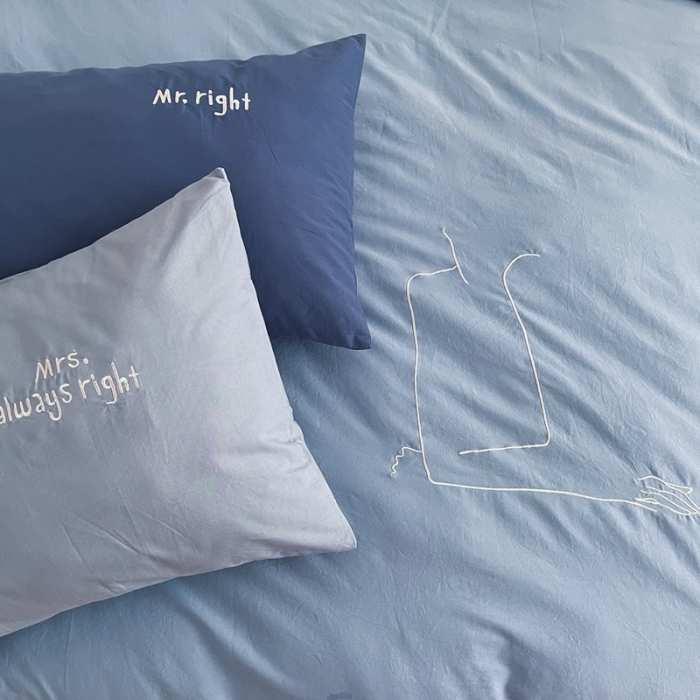 91家纺网 家纺一手货源 找家纺 星期八 2021新款马卡龙趣味水洗棉四件套 拥抱