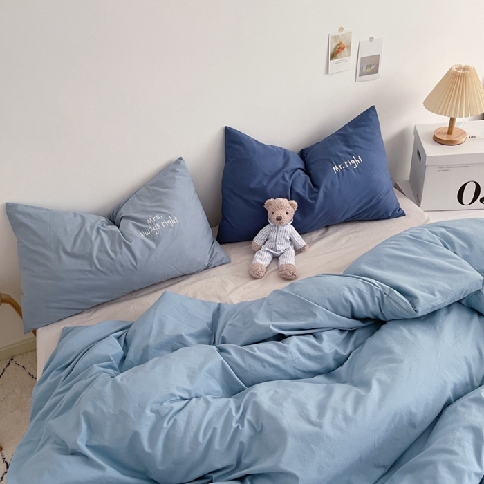 91家纺网 家纺一手货源 找家纺 星期八 2021新款马卡龙趣味水洗棉四件套 拥抱