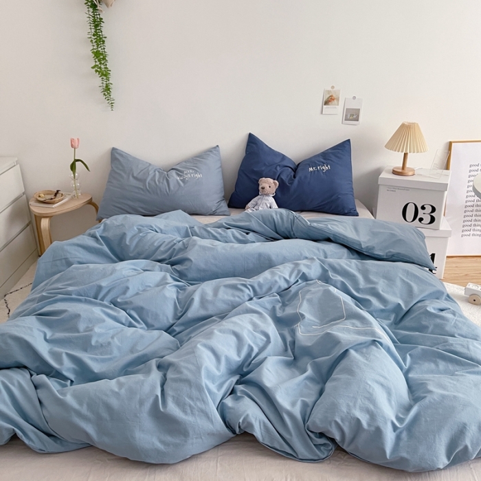 91家纺网 家纺一手货源 找家纺 星期八 2021新款马卡龙趣味水洗棉四件套 拥抱