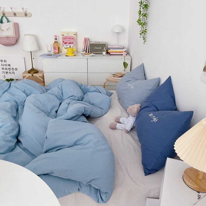 91家纺网 家纺一手货源 找家纺 星期八 2021新款马卡龙趣味水洗棉四件套 拥抱