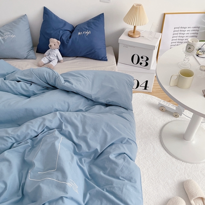 91家纺网 家纺一手货源 找家纺 星期八 2021新款马卡龙趣味水洗棉四件套 拥抱