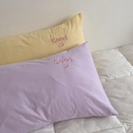 91家纺网 家纺一手货源 找家纺 星期八 2021新款马卡龙趣味水洗棉枕套一只 Good黄-紫