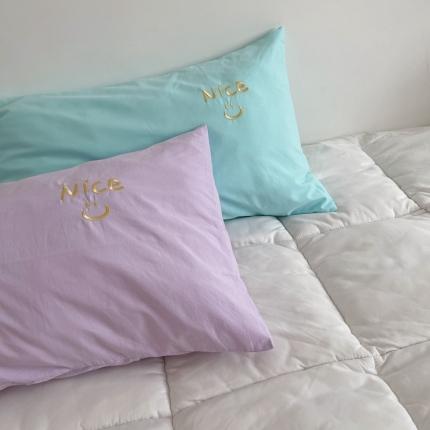 91家纺网 家纺一手货源 找家纺 星期八 2021新款马卡龙趣味水洗棉枕套一只 Nice紫-蓝