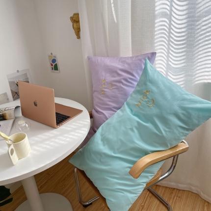 星期八 2021新款马卡龙趣味水洗棉枕套一只 Nice紫-蓝