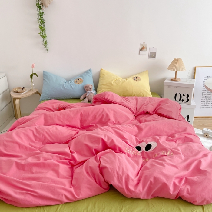 91家纺网 家纺一手货源 找家纺 （总）星期八 2021新款马卡龙趣味水洗棉四件套