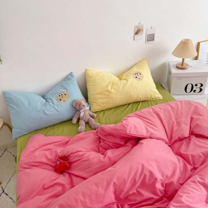 91家纺网 家纺一手货源 找家纺 （总）星期八 2021新款马卡龙趣味水洗棉四件套