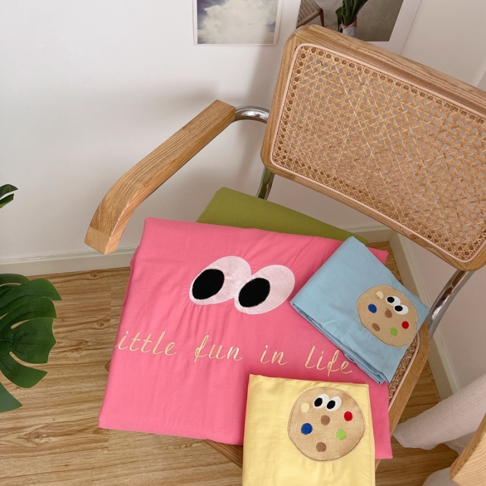 91家纺网 家纺一手货源 找家纺 （总）星期八 2021新款马卡龙趣味水洗棉四件套