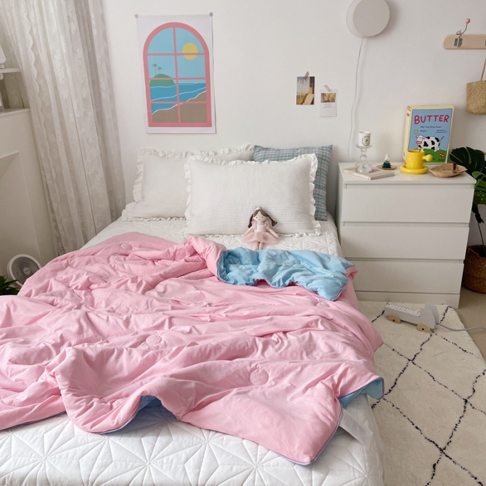 91家纺网 家纺一手货源 找家纺 （总）星期八 2021新款马卡龙大豆针织棉夏被