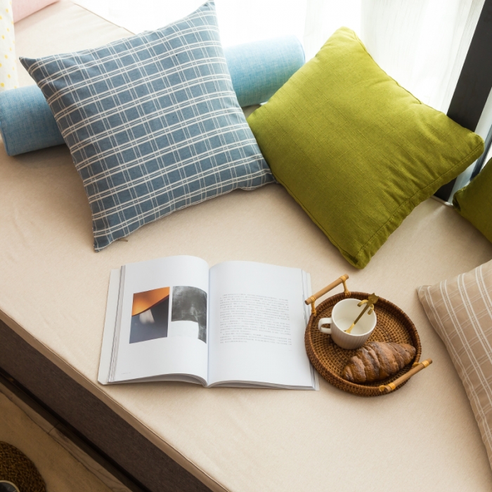 91家纺网 家纺一手货源 找家纺 U品汇 2021新款海绵飘窗垫 雪尼尔米黄