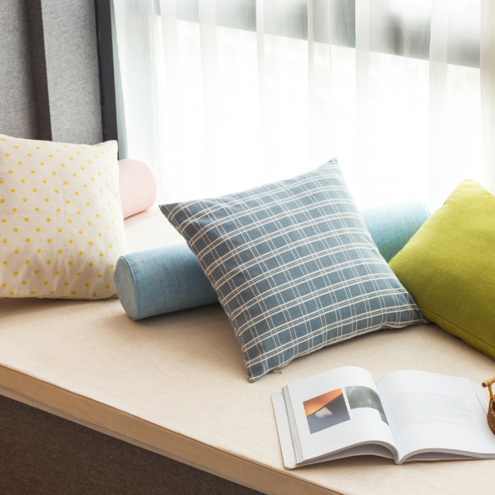 91家纺网 家纺一手货源 找家纺 U品汇 2021新款海绵飘窗垫 雪尼尔米黄