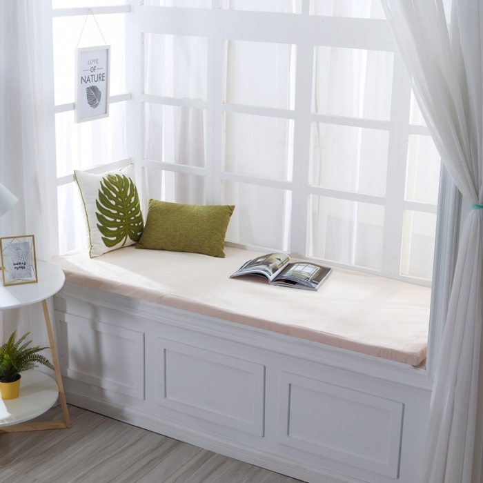 91家纺网 家纺一手货源 找家纺 U品汇 2021新款海绵飘窗垫 雪尼尔米黄