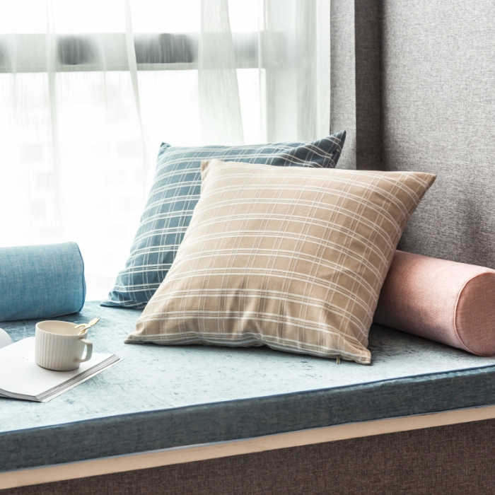 91家纺网 家纺一手货源 找家纺 U品汇 2021新款海绵飘窗垫 雪尼尔雪域蓝