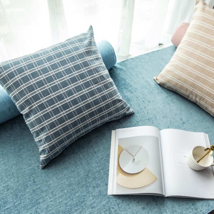 91家纺网 家纺一手货源 找家纺 U品汇 2021新款海绵飘窗垫 雪尼尔雪域蓝