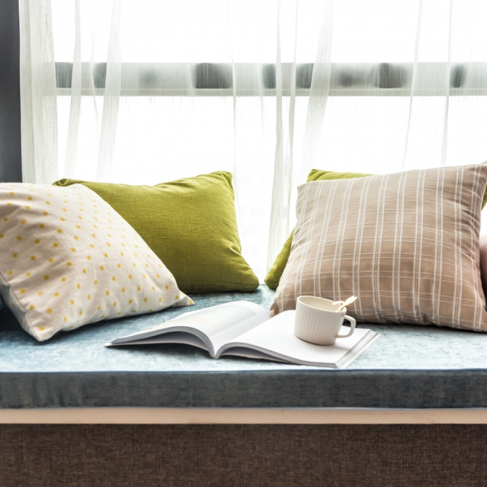 91家纺网 家纺一手货源 找家纺 U品汇 2021新款海绵飘窗垫 雪尼尔雪域蓝