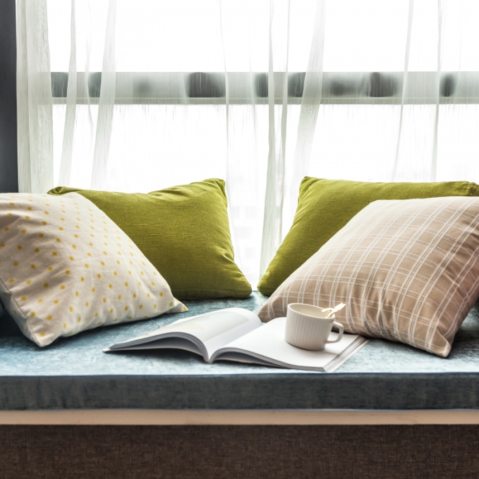 91家纺网 家纺一手货源 找家纺 U品汇 2021新款海绵飘窗垫 雪尼尔雪域蓝