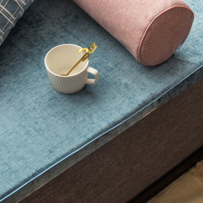 91家纺网 家纺一手货源 找家纺 U品汇 2021新款海绵飘窗垫 雪尼尔雪域蓝