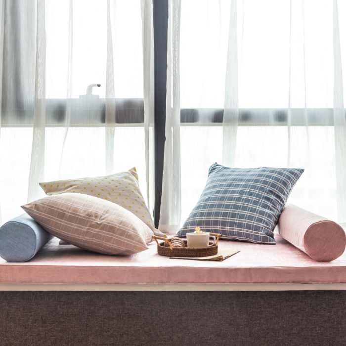 91家纺网 家纺一手货源 找家纺 U品汇 2021新款海绵飘窗垫 雪尼尔肉粉