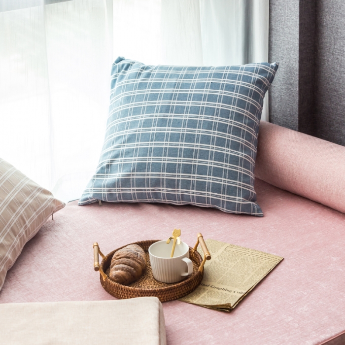 91家纺网 家纺一手货源 找家纺 U品汇 2021新款海绵飘窗垫 雪尼尔肉粉