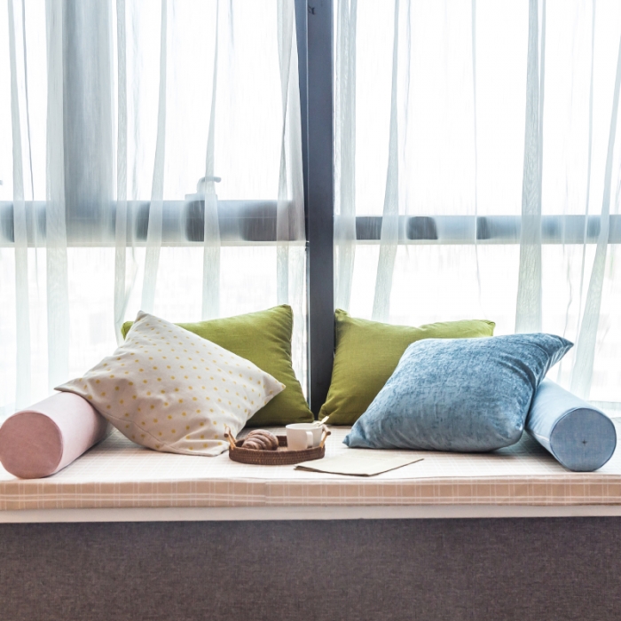 91家纺网 家纺一手货源 找家纺 U品汇 2021新款海绵飘窗垫 棉麻提花米黄