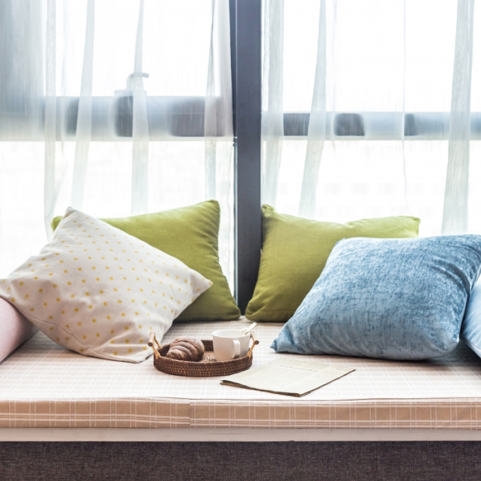 91家纺网 家纺一手货源 找家纺 U品汇 2021新款海绵飘窗垫 棉麻提花米黄