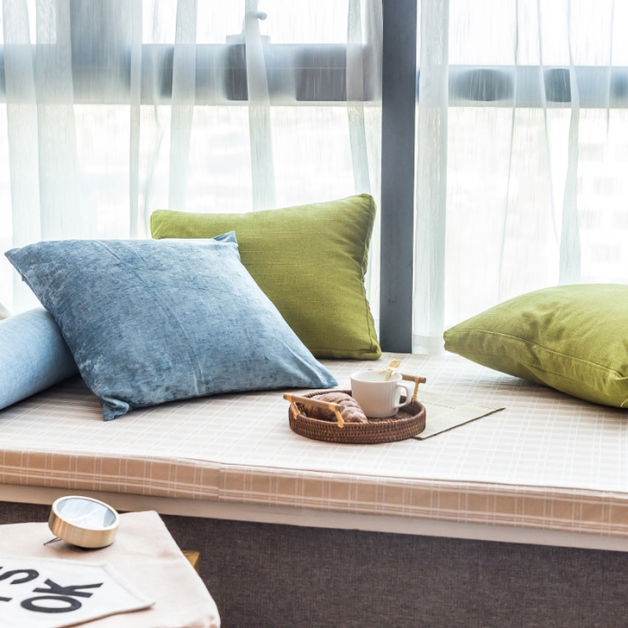 91家纺网 家纺一手货源 找家纺 U品汇 2021新款海绵飘窗垫 棉麻提花米黄