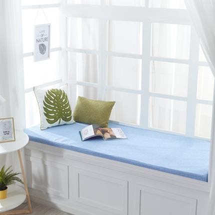 U品汇 2021新款海绵飘窗垫 棉麻素色雪域蓝
