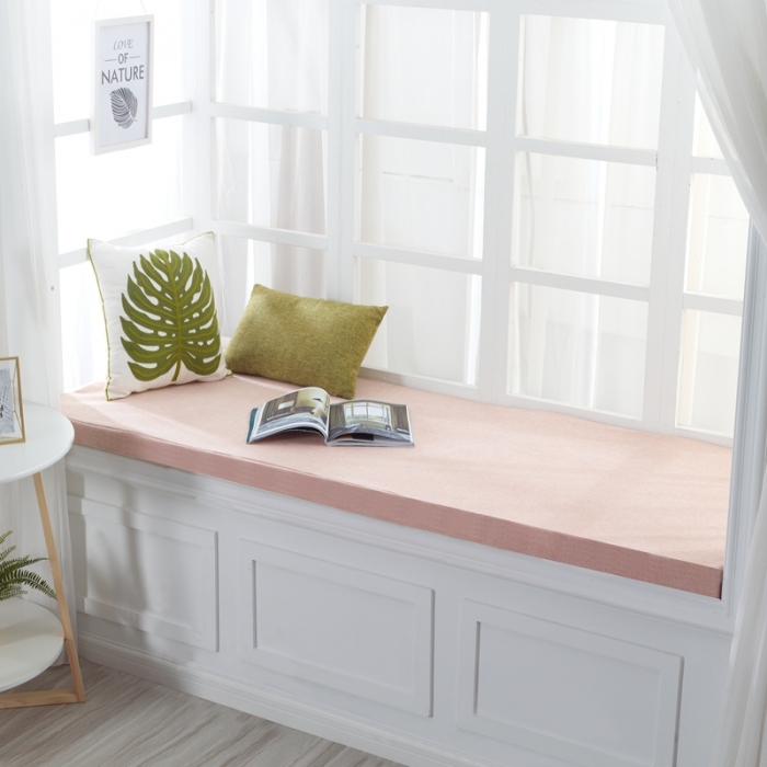 91家纺网 家纺一手货源 找家纺 U品汇 2021新款海绵飘窗垫 棉麻素色米黄