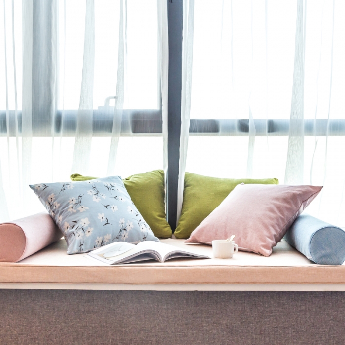 91家纺网 家纺一手货源 找家纺 U品汇 2021新款海绵飘窗垫 棉麻素色米黄