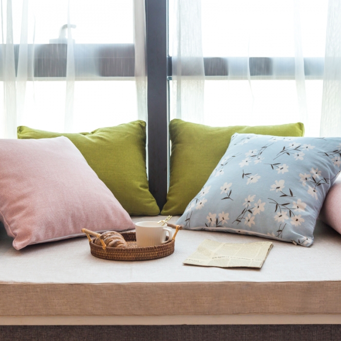 91家纺网 家纺一手货源 找家纺 U品汇 2021新款海绵飘窗垫 棉麻素色清雅灰