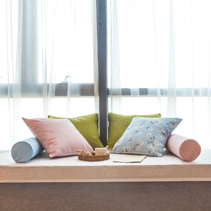 91家纺网 家纺一手货源 找家纺 U品汇 2021新款海绵飘窗垫 棉麻素色清雅灰