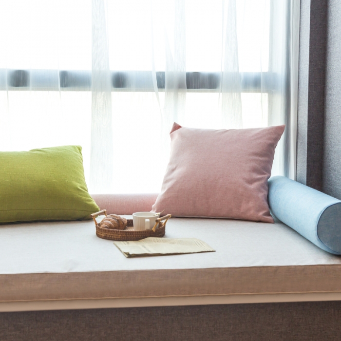 91家纺网 家纺一手货源 找家纺 U品汇 2021新款海绵飘窗垫 棉麻素色清雅灰