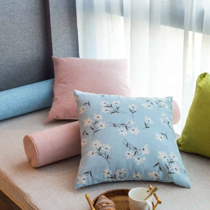 91家纺网 家纺一手货源 找家纺 U品汇 2021新款海绵飘窗垫 棉麻素色清雅灰