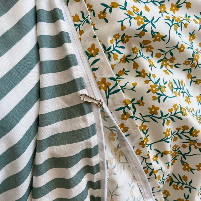 91家纺网 家纺一手货源 找家纺 盛馨2023新款全棉印花13372系列四件套蜜语花香黄